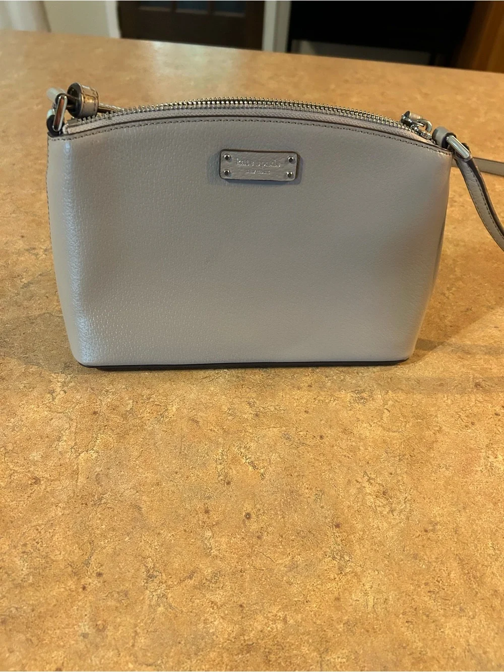 kate spade Light Gray Pebbled Leather Crossbody